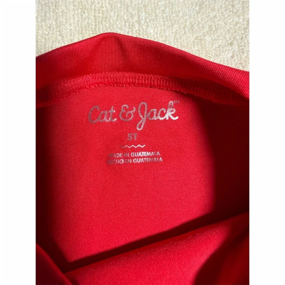 Cat & Jack Rash Guard Swim Shirt Toddler Boys 5T Red Crab Face 3D Claws
